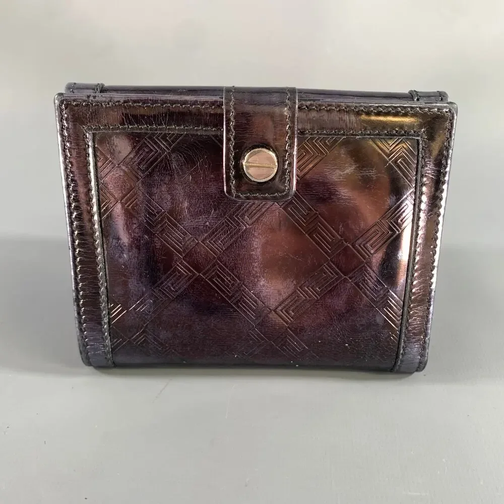 VERSACE Purple Metallic 22394 Greca Leather Wallet